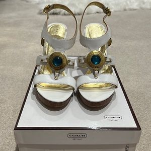 Coach Lanelle Baby Calf White Heels white 7.5